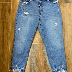 Abercrombie & Fitch High Rise Mom Jeans Distressed Curve Love 14 32
